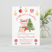 Invitation Little Reindeer Christmas Baby Shower (Debout devant)