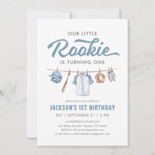 Invitation Little Rookie Baseball 1er anniversaire (Devant)