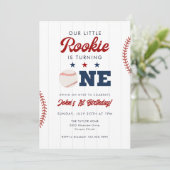 Invitation Little Rookie Baseball 1st Birthday (Debout devant)