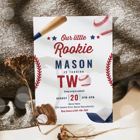 Invitation Little Rookie Baseball 2e fête d'anniversaire