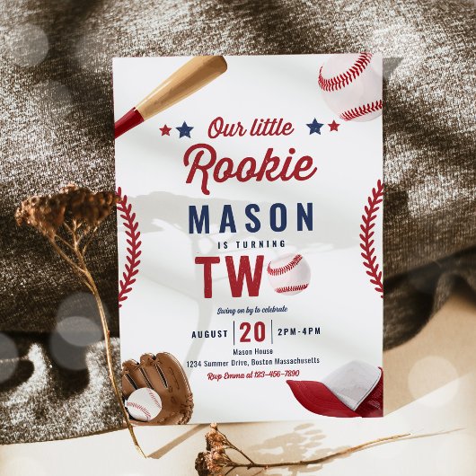 Invitation Little Rookie Baseball 2e fête d'anniversaire