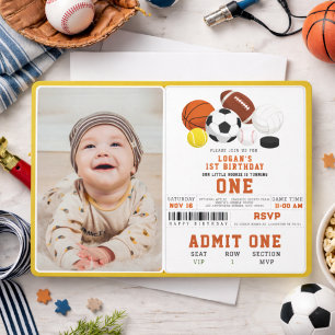Invitation Little Rookie Sports 1er Anniversaire   Fun All-St