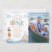 Invitation Little Sailor Nautical Blue 1er Anniversaire Photo (Devant)