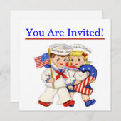 Invitation Little Sailor Twins 2ème anniversaire (Devant / Derrière)