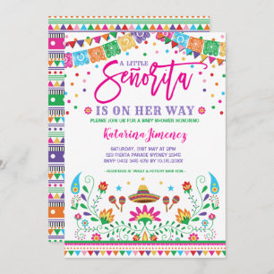 Invitation Little Senorita Fiesta Baby shower Floral mexicain