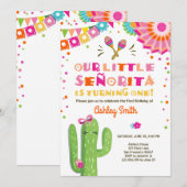Invitation Little Senorita Fiesta Cactus rose Premier anniver (Devant / Derrière)