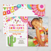 Invitation Little Senorita Fiesta Cactus rose Premier anniver (Devant / Derrière)
