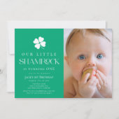 Invitation Little Shamrock Green Boy Photo 1st Birthday (Devant)