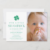 Invitation Little Shamrock Modern Boy Photo 1st Birthday (Devant)