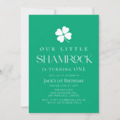Invitation Little Shamrock Modern Green Boy 1st Birthday (Devant)