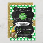 Invitation Little Shamrock St. Patrick's Birthday Gold (Devant / Derrière)