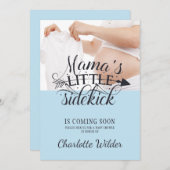 Invitation Little Sidekick Baby Bump Blue Boy Baby shower Inv (Devant / Derrière)