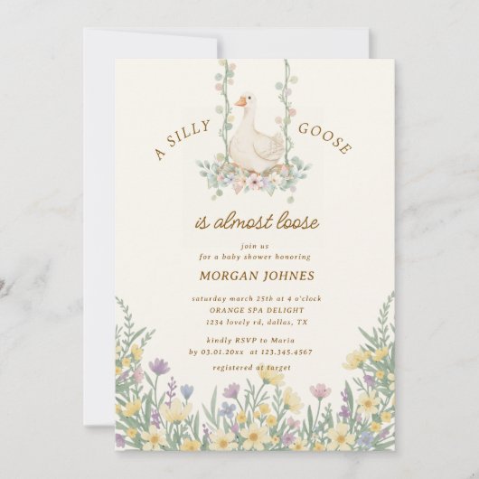 Invitation Little Silly Goose baby Shower (Devant)