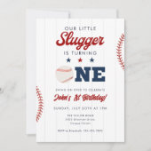 Invitation Little Slugger Baseball 1st Birthday (Devant)