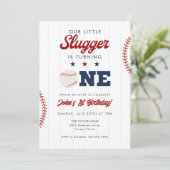 Invitation Little Slugger Baseball 1st Birthday (Debout devant)