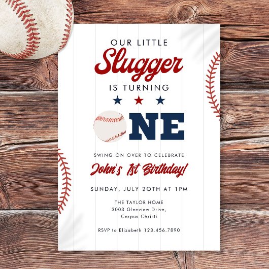 Invitation Little Slugger Baseball 1st Birthday