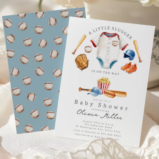Invitation Little Slugger Baseball Baby Shower Invite