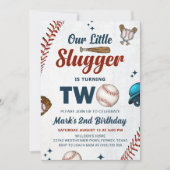 Invitation Little Slugger Boys Baseball 2e fête d'anniversair (Devant)