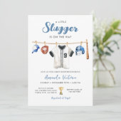 Invitation Little Slugger on the Way Boy Baby Shower (Debout devant)