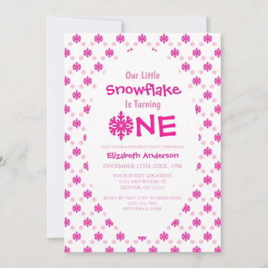 Invitation Little Snowflake 1er anniversaire (Devant)