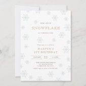 Invitation Little Snowflake 1er anniversaire Genre Neutre (Devant)