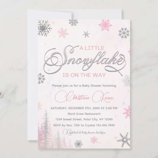 Invitation Little Snowflake est sur le Baby shower d'hiver Wa (Devant)