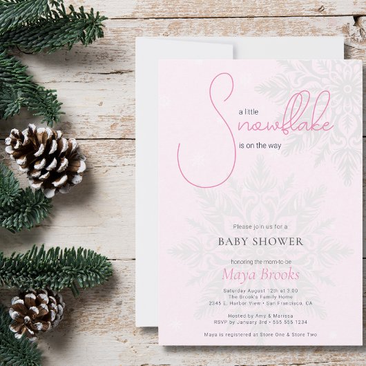 Invitation Little Snowflake est sur le Baby shower rose Way