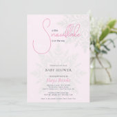 Invitation Little Snowflake est sur le Baby shower rose Way (Debout devant)