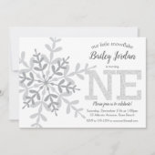 Invitation Little Snowflake Parties scintillant en argent 1er (Devant)