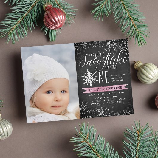 Invitation Little Snowflake Premier anniversaire de fête Phot
