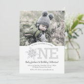 Invitation Little Snowflake Silver Parties scintillant 1er an (Debout devant)