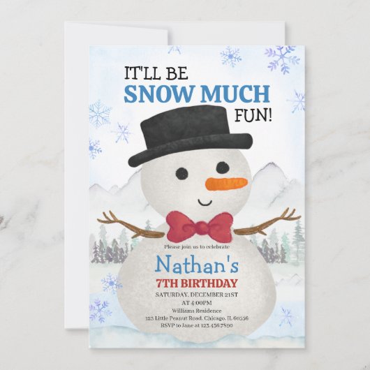 Invitation Little Snowman Birthday (Devant)