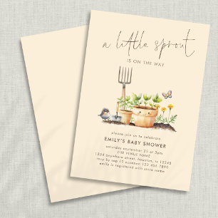 Invitation Little Sprout Garden Baby shower beige