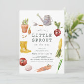 Invitation Little Sprout Garden Theme Baby Shower (Debout devant)