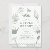 Invitation Little Sprout Hand-drawn Garden Baby Shower (Devant)
