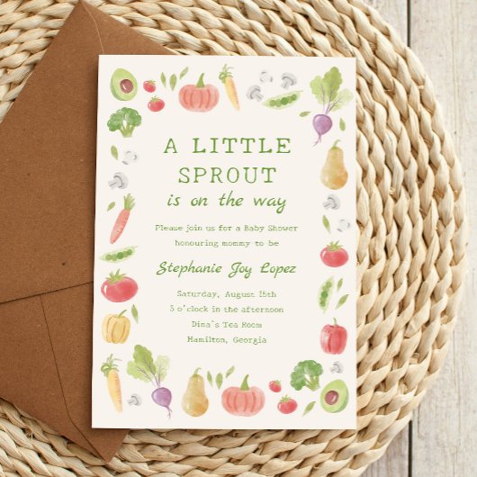 Invitation Little Sprout on the Way Vegetables Baby Shower