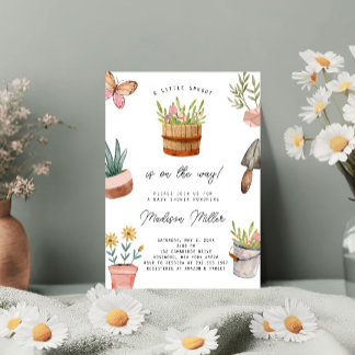 Invitation Little Sprout sur le chemin Baby shower de printem