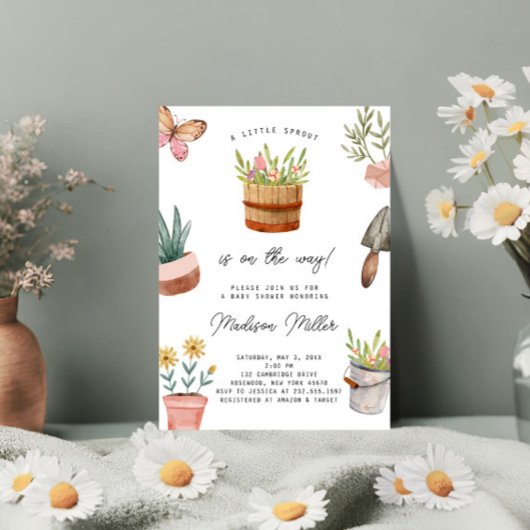 Invitation Little Sprout sur le chemin Baby shower de printem