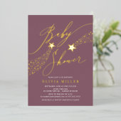 Invitation Little Star Baby shower Foil (Debout devant)