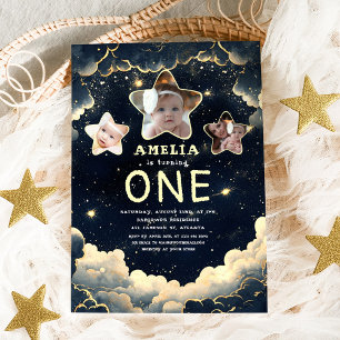 Invitation Little Star Galaxy Celestial Baby 1er anniversaire