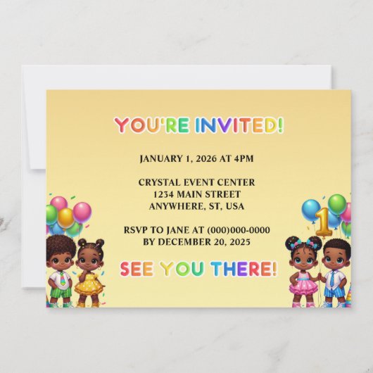 Invitation Little Stars Premier anniversaire Bash (Dos)