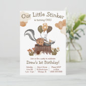 Invitation Little Stinker, Skunk, Woodland Birdday Party (Debout devant)