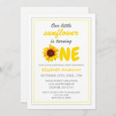 Invitation Little Sunflower 1er anniversaire (Devant / Derrière)