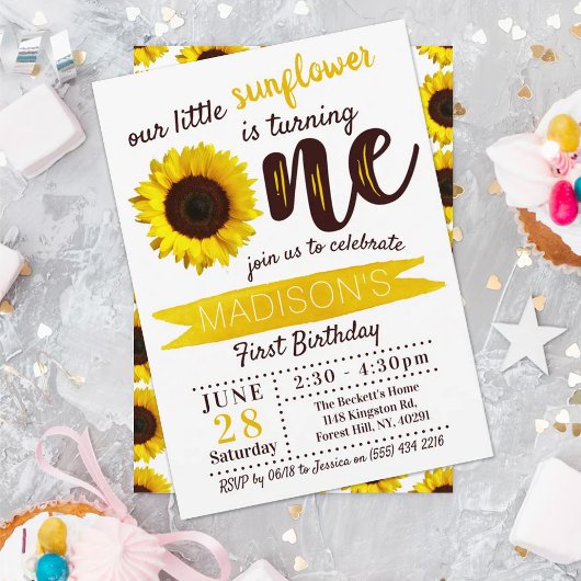 Invitation Little Sunflower 1er anniversaire