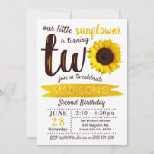 Invitation Little Sunflower 2nd Birthday (Devant)