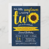 Invitation Little Sunflower Navy Bleu 2e anniversaire (Devant)