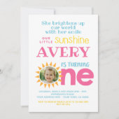 Invitation Little Sunshine 1er anniversaire avec photo (Devant)