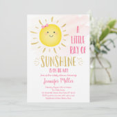 Invitation Little Sunshine Baby shower rose et or (Debout devant)