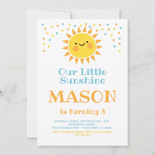 Invitation Little Sunshine Birthday (Devant)