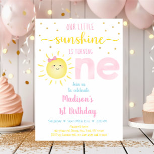 Invitation Little Sunshine Pastel Pink Gold Premier anniversa